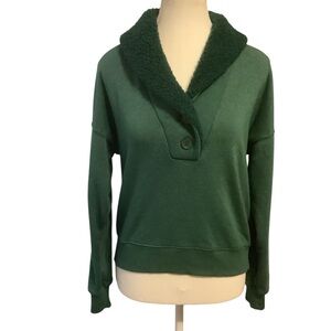 AMERICAN EAGLE GREEN LONG SLEEVE SWEATSHIRT WITH SHERPA COLLAR/ Size XL